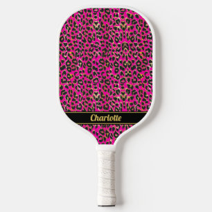 Raquette De Pickleball Filles Empreintes de léopard personnalisées Noir e