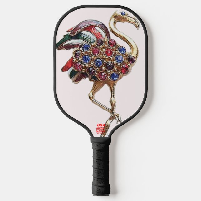 Raquette De Pickleball "Flamant rose à bijoux" (Recto)