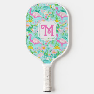 Raquette De Pickleball Flamant rose d'été de Preppy   Monogram Pickleball