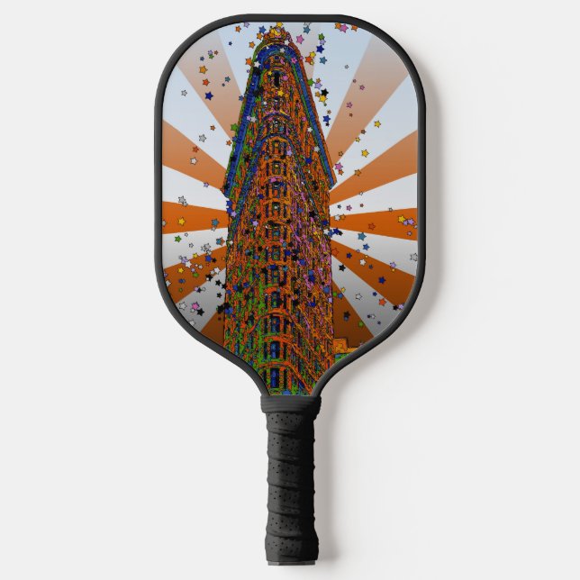 Raquette De Pickleball Flatiron Building - Orange & White Rays (Recto)