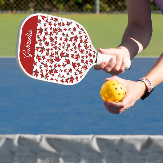 Raquette De Pickleball Fleur botanique rouge de Noël (Insitu)