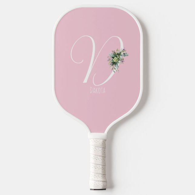Raquette De Pickleball Fleur d'aquarelle rose monochrome (Recto)