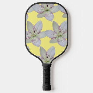 Raquette De Pickleball Fleur de lys blanche rayée dorée