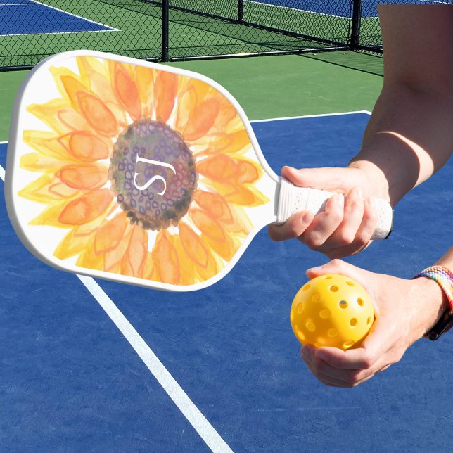 Raquette De Pickleball Fleur de monogramme (Créateur téléchargé)