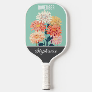 Raquette De Pickleball Fleur de naissance de novembre Nom personnalisé