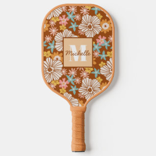 Raquette De Pickleball Fleur rétro été Monogramme