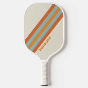 Raquette De Pickleball Fleurs de Désert Vintage avec Nom à Rayures