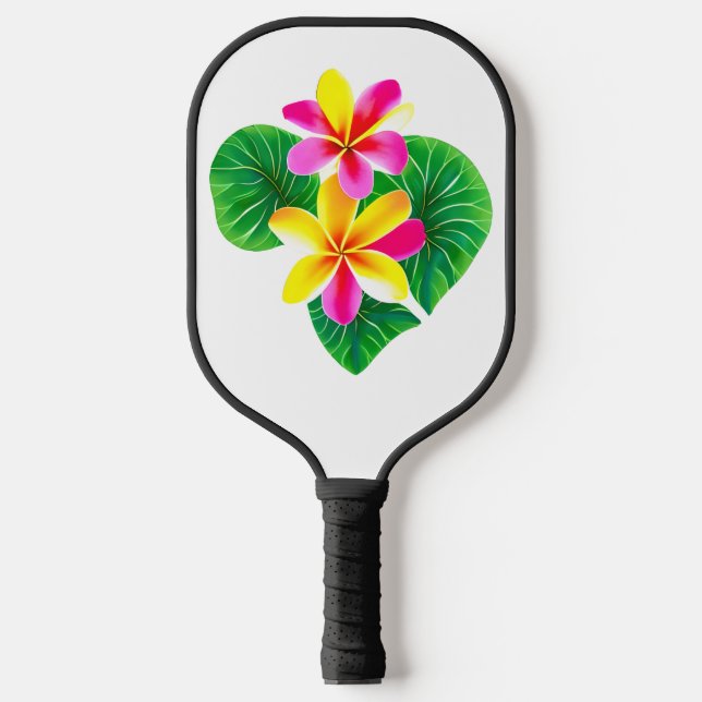 Raquette De Pickleball Fleurs de la Plumeria tropicale (Recto)