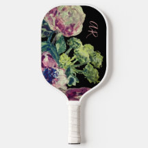 Fleurs de monogramme aquarelle botanique noir rose