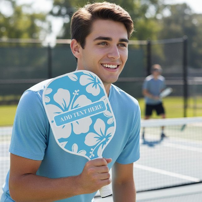 Raquette De Pickleball Fleurs de plage bleu tropical (Créateur téléchargé)