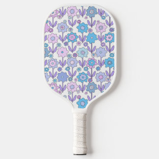 Raquette De Pickleball Fleurs de tiges bleu et violet