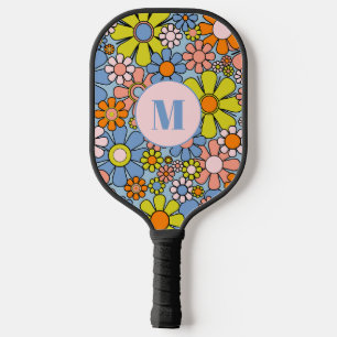 Raquette De Pickleball Fleurs Jardin Rétro Super 60s Floral Initial