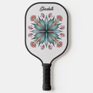 Raquette De Pickleball Fleurs printanières : Nom floral géométrique