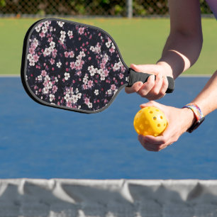 Raquette De Pickleball Fleurs Sakura Roses Noires, Design Motif,
