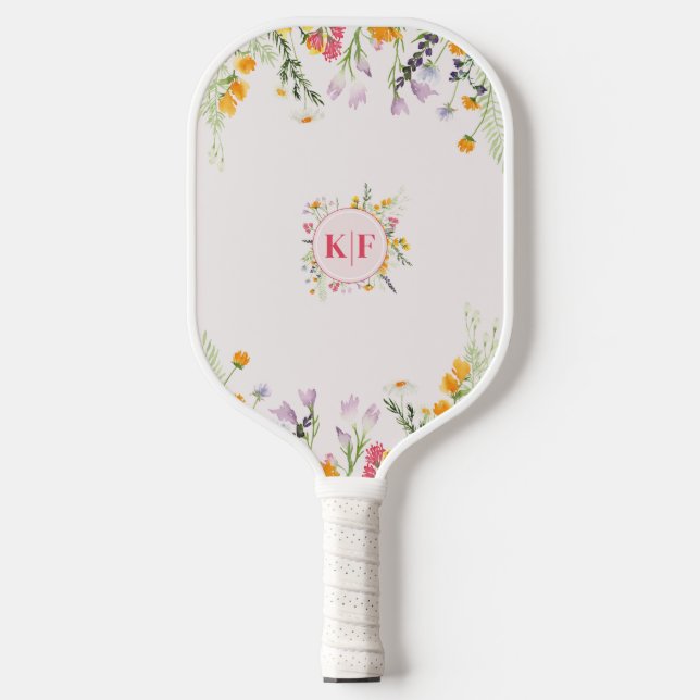 Raquette De Pickleball Fleurs sauvages Monogramme Pickleball Paddle (Recto)