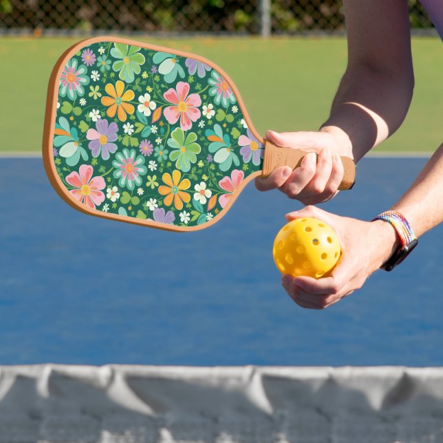 Raquette De Pickleball Fleurs sauvages Pastel En Rose Violet Orange Et Ve (Insitu)