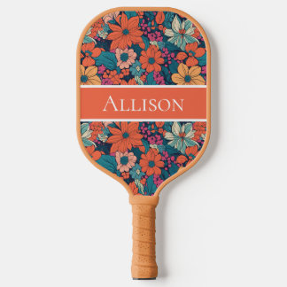 Raquette De Pickleball Fleurs Sombres Florales Douces Personnalisées