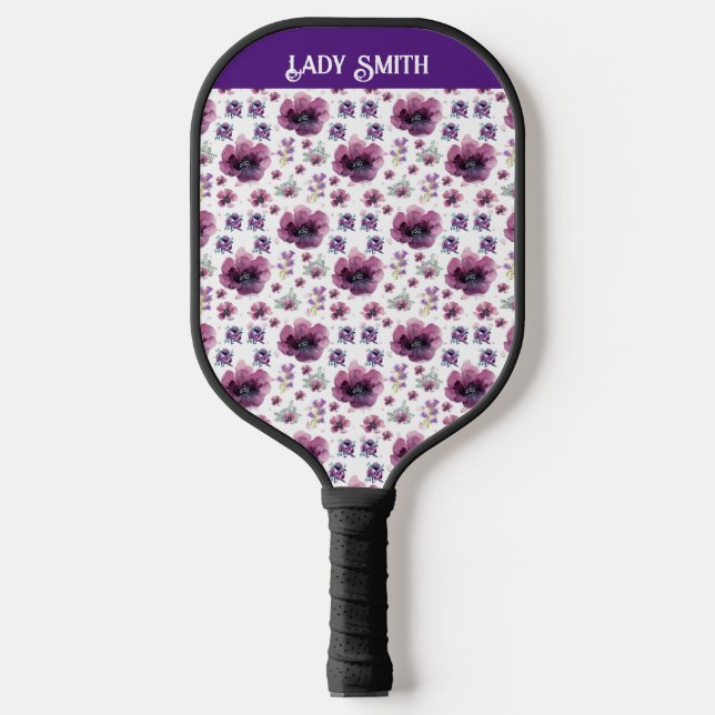 Raquette De Pickleball fleurs violettes (Recto)