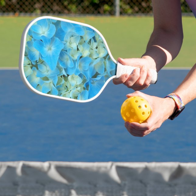 Raquette De Pickleball Floral bleu français Hydrangea (Insitu)