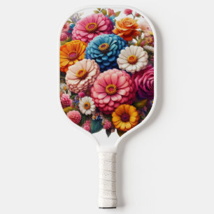 Raquette De Pickleball Floral coloré/Zinnia printanière/Rose