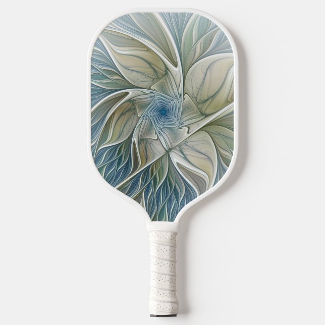 Raquette De Pickleball Floral Dream Motif Abstrait Blue Khaki Fractal (Recto)