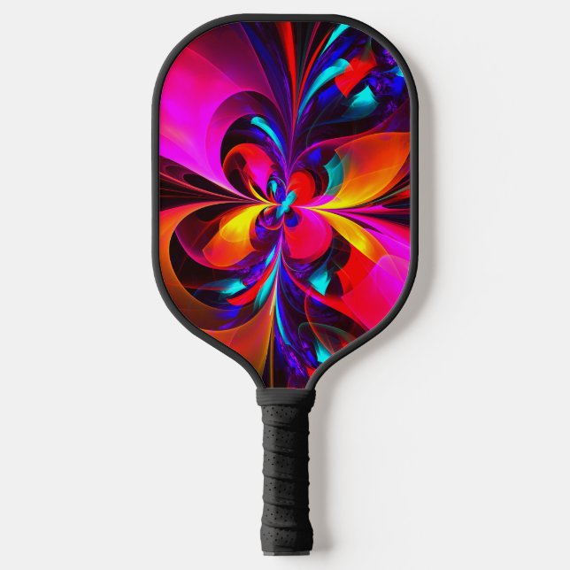 Raquette De Pickleball Floral moderne Art Abstrait Rouge Bleu Motif #07 (Recto)