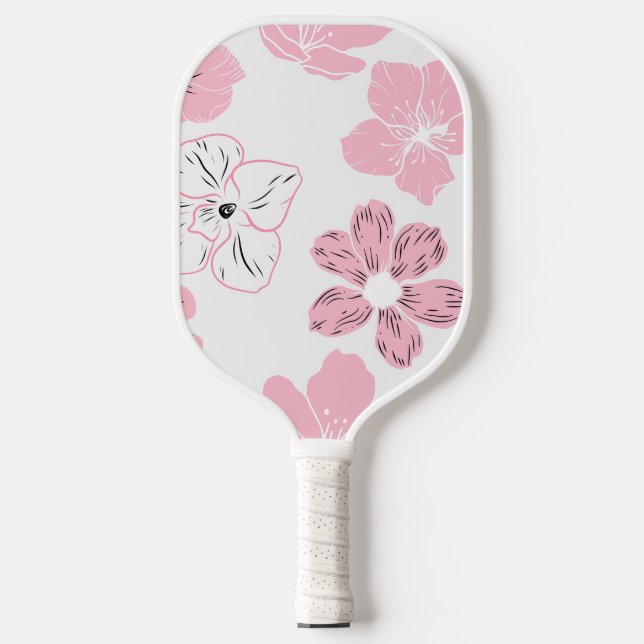 Raquette de pickleball florale rose (Recto)