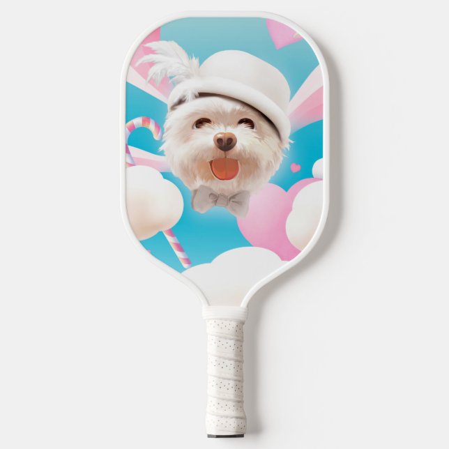 Raquette De Pickleball Fluffy Dog avec Casquette blanc (Recto)