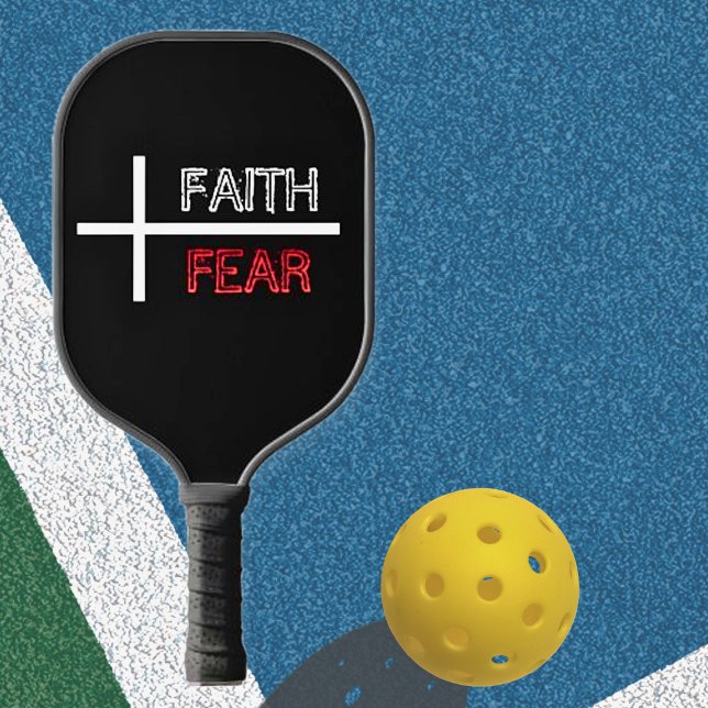 Raquette De Pickleball Foi personnalisée sur la peur Croix chrétienne (Faith over Fear Christian Cross Pickleball Paddle Personalized with Name)