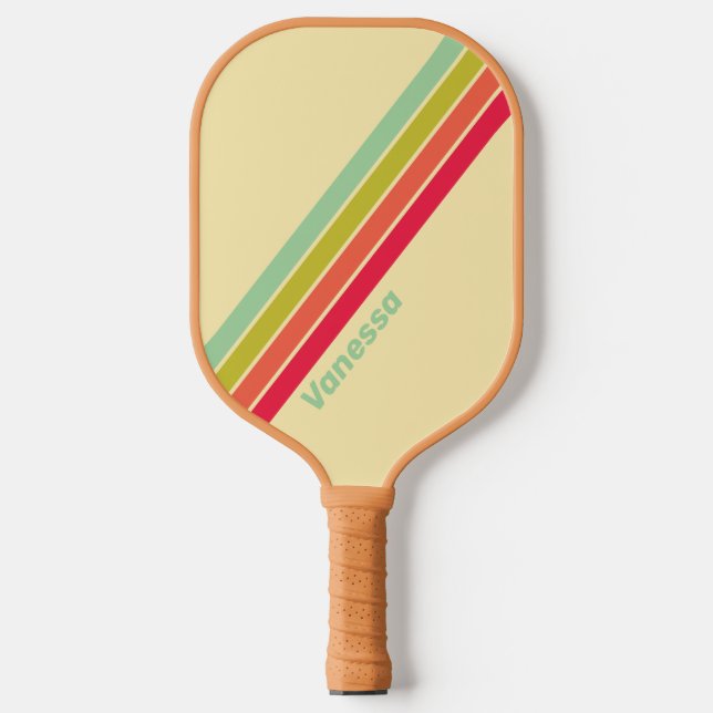 Raquette De Pickleball Fondant lisse rayé avec nom (Recto)