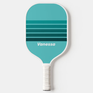 Raquette De Pickleball Fondu Aqua sur Rayures avec Nom