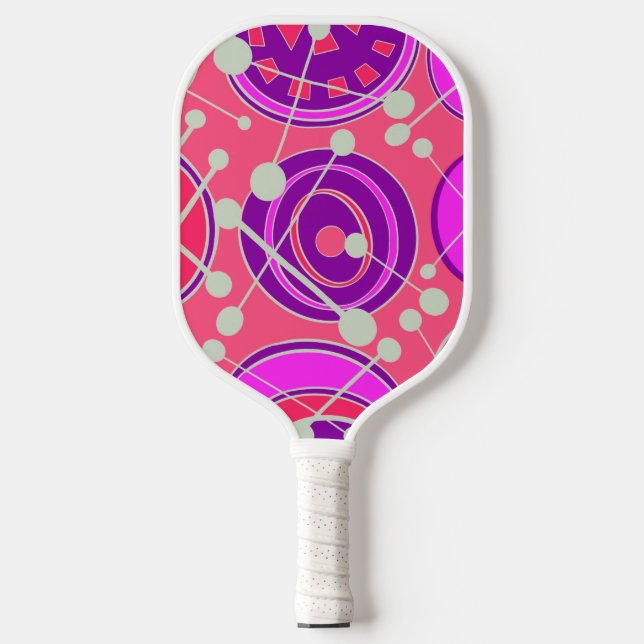 Raquette De Pickleball Formes géométriques abstraites, funky, rose, viole (Recto)