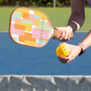 Raquette De Pickleball Formes géométriques Pastel Modernes Personnalisées