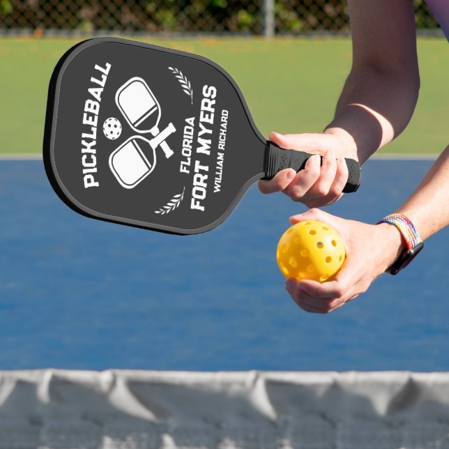 Raquette De Pickleball Fort Myers Floride US Black and White Custom (Insitu)