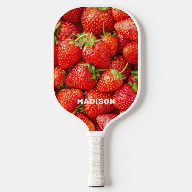 Raquette De Pickleball Fraises de nom personnalisé (Recto)
