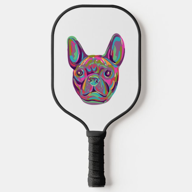 Raquette De Pickleball French Bulldog Tête Française Pop style art (Recto)