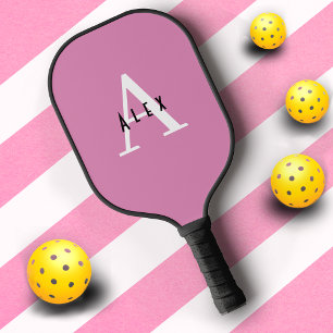 Raquette De Pickleball Fuchsia rose moderne personnalisé Monogramme migno