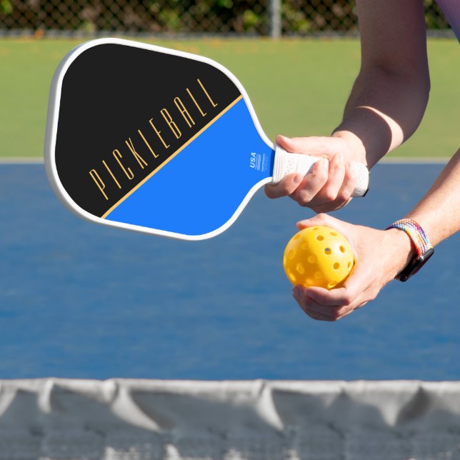 Raquette De Pickleball Fun Black Orange Bleu Diagonal Pickleball Slant (Insitu)