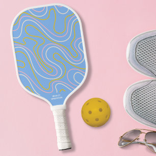 Raquette De Pickleball Fun Colorful Abstrait Doodle Lines Texte personnal