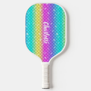 Raquette De Pickleball Fun mignon fille scintillant Rainbow Mermaid échel