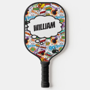 Raquette De Pickleball Fun Personnalisé Nom Comic Book