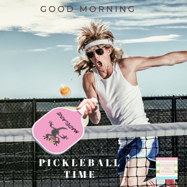 Raquette De Pickleball Fun Startled Gecko Rose (Créateur téléchargé)