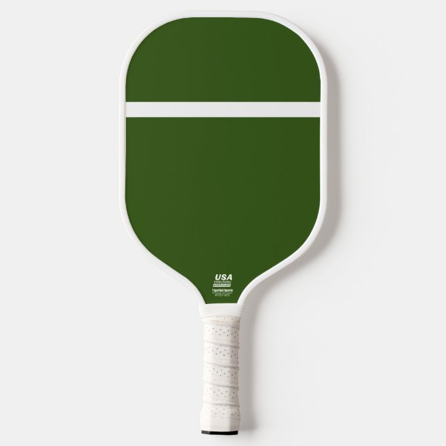 Raquette De Pickleball Fun Vibrant Forêt Vert simple Top Blanc Bande (Verso)