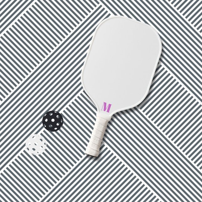 Raquette De Pickleball Funk orchidée pourpre et blanc Monogramme moderne (Créateur téléchargé)