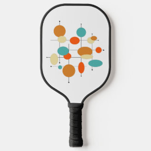 Raquette De Pickleball Funky Mid Century Retro Orange Turquoise Cercles