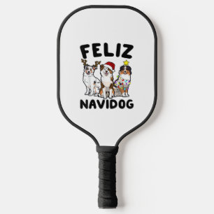 Raquette De Pickleball Funny Feliz Navidog amoureux des chiens berger aus