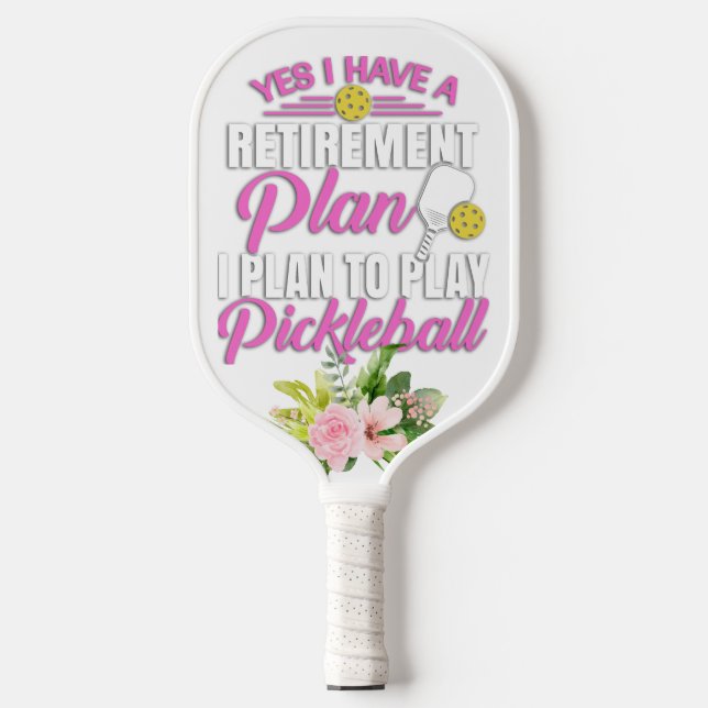 Raquette De Pickleball Funny Floral Retirement Pink For Her (Recto)