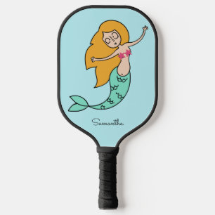 Raquette De Pickleball Funny Mermaid nom et couleur personnalisés