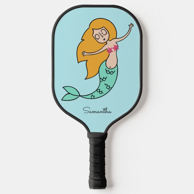 Raquette De Pickleball Funny Mermaid nom et couleur personnalisés (Recto)