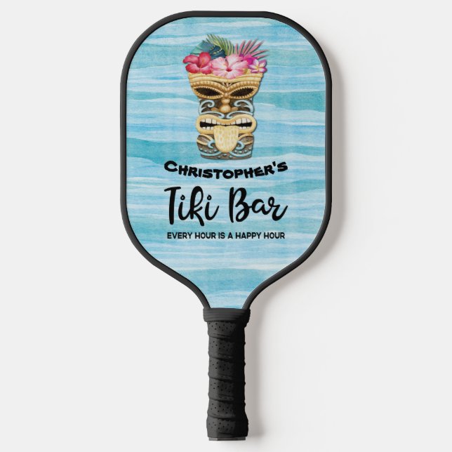 Raquette De Pickleball Funny Monogrammed Tiki Bar (Recto)